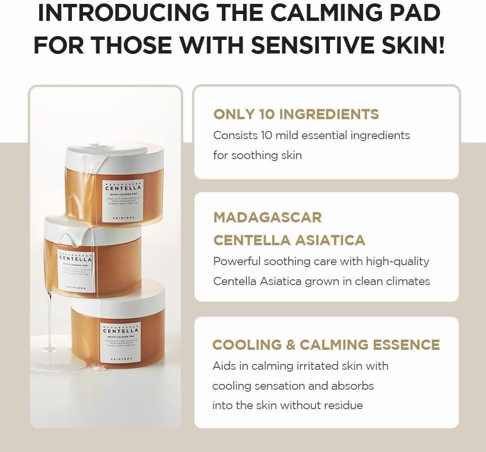 SKIN1004 Madagascar Centella Quick Calming Pad 70ea (130ml) | Quick Calming Effect Soothing for Sensitive Skin SKIN1004