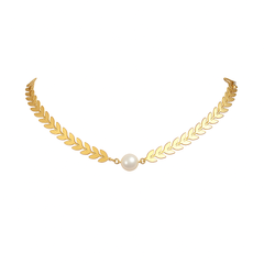 Leaf Pearl Chocker Necklace Leaf