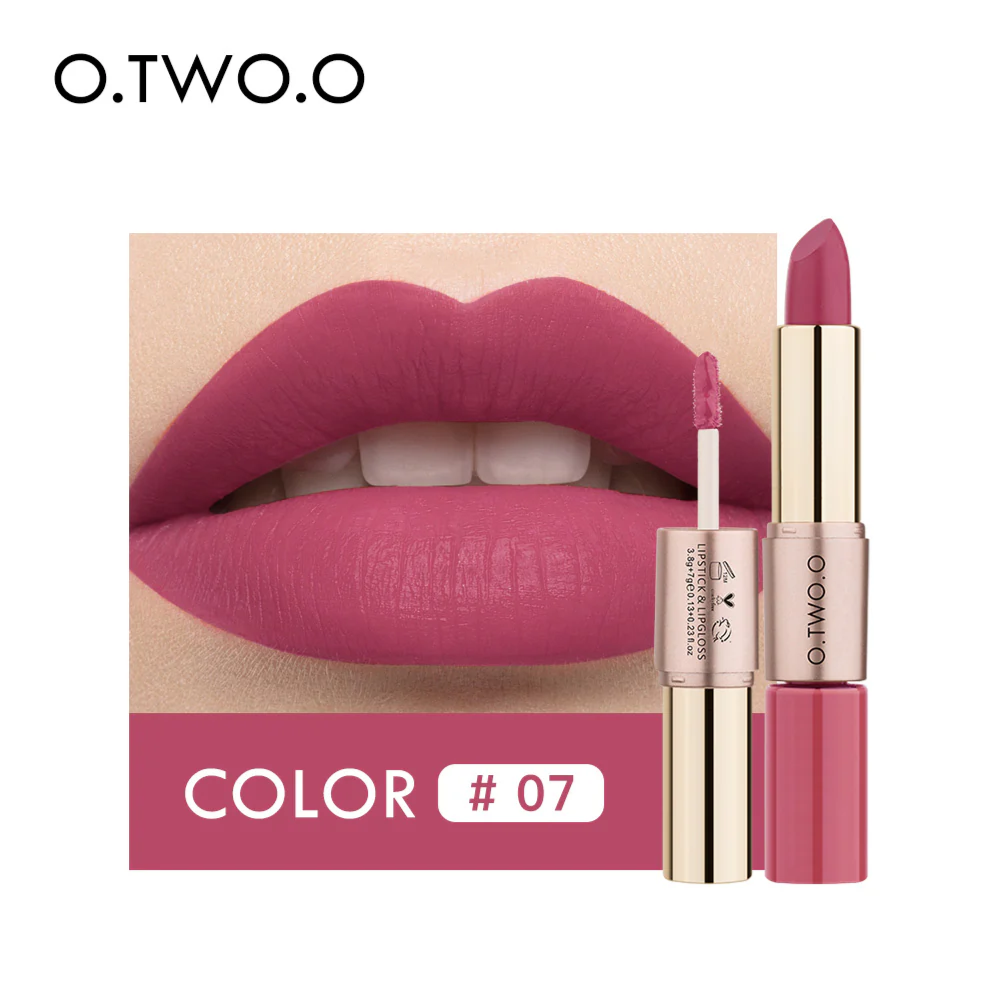 O.TWO.O 2 in 1 Matte Liquid Lipstick 12 Colors High Pigmented Long Lasting Lipstick Shade 7 O.TWO.O