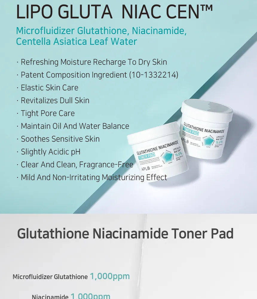 APLB Glutathione Niacinamide Toner Pad – 60 Pads APLB