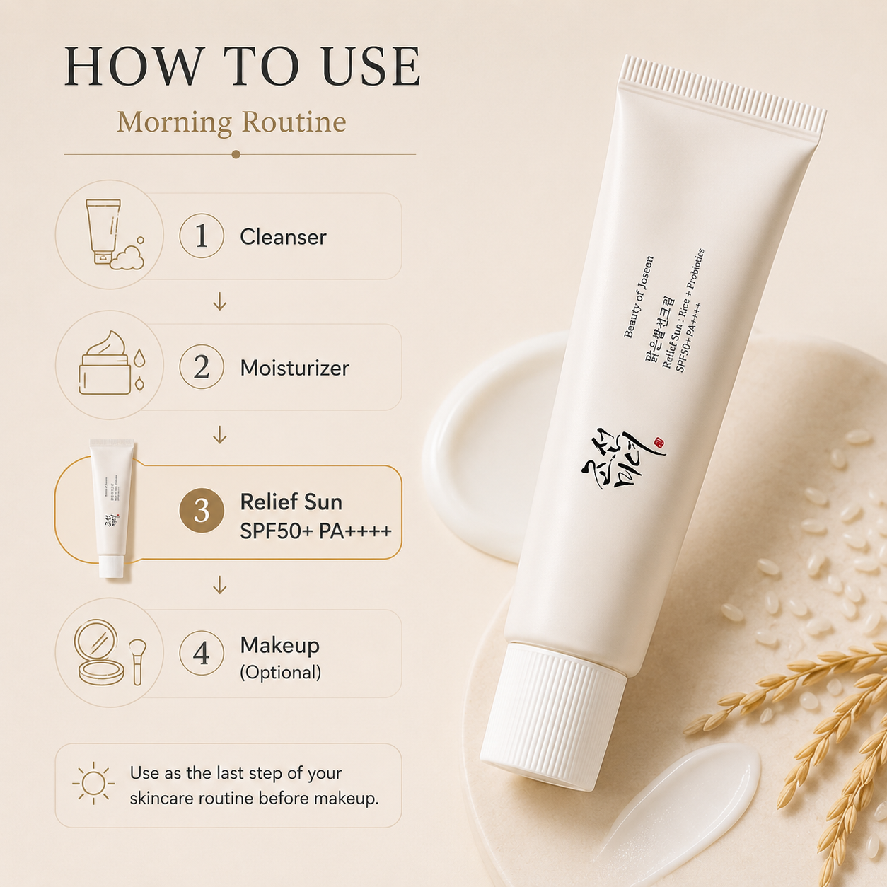 Pack of 2 Beauty of Joseon Relief Sun Rice + Probiotics SPF50+ PA++++ (2 Tubes Combo) | Authentic Korean Sunscreen Beauty Of Joseon