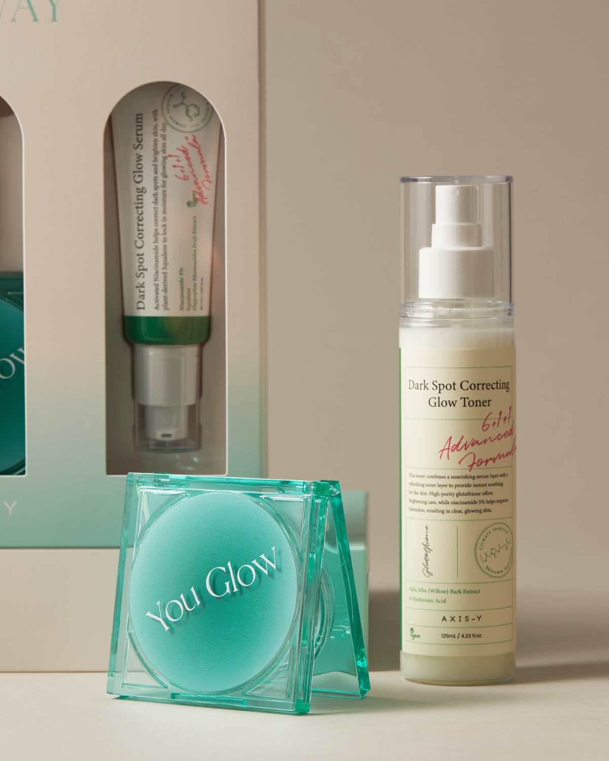 Axis-Y Glow Your Ownway Set (Toner, Eye Serum, Glow Serum & Compact Mirror) AXIS-Y
