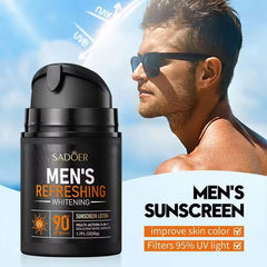 SADOER SPF 90+ Men's Refreshing Sunscreen Lotion 3 In 1 Long Lasting Isolation Whitening Cream For Men - 50g Sadoer