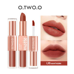 O.TWO.O 2 in 1 Lipstick Double Head Lipstick and Lip Mud - 6.5g L10 (HAWTHORN) O.TWO.O
