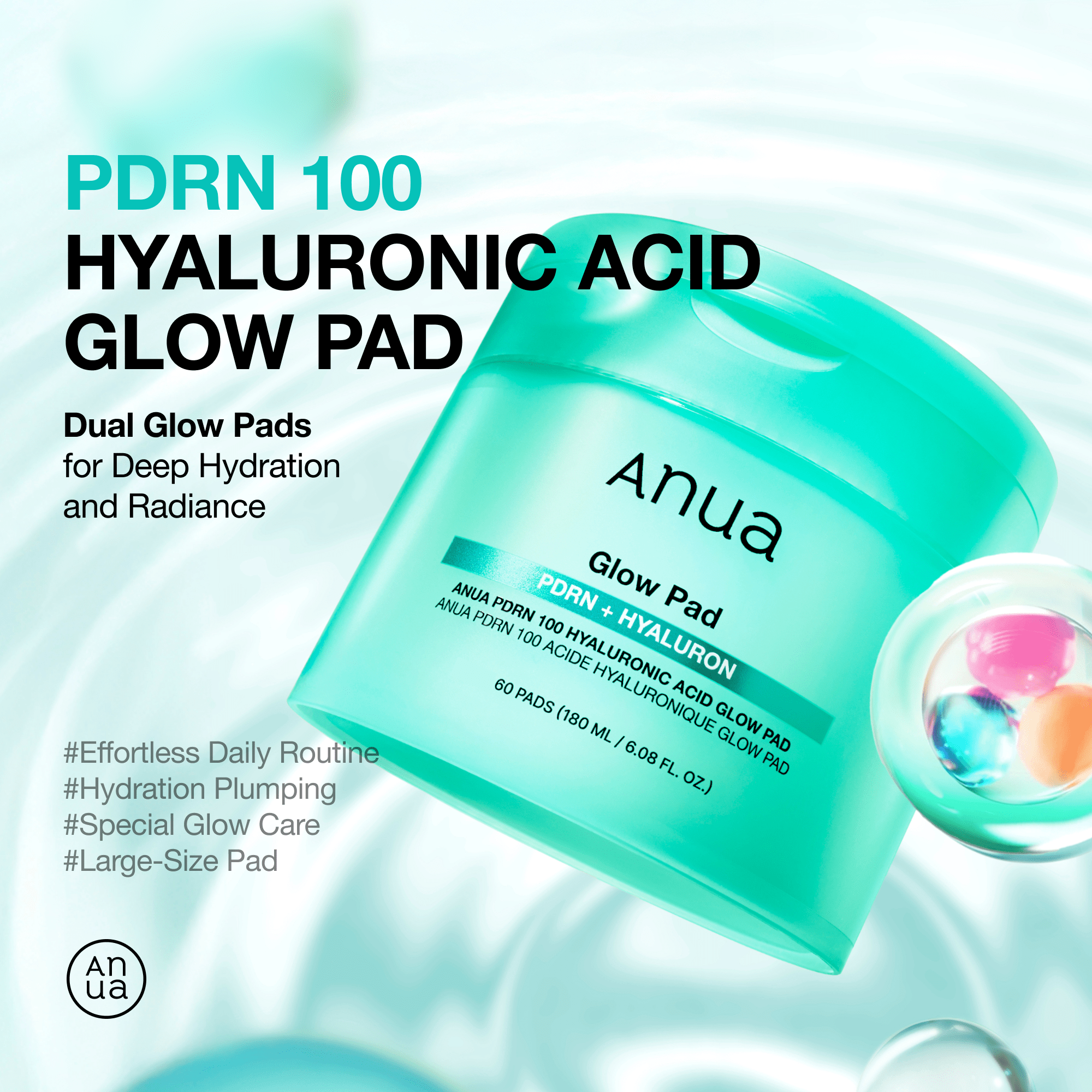 Anua PDRN Hyaluronic Glow Pad – 180ml (60 ea) Anua