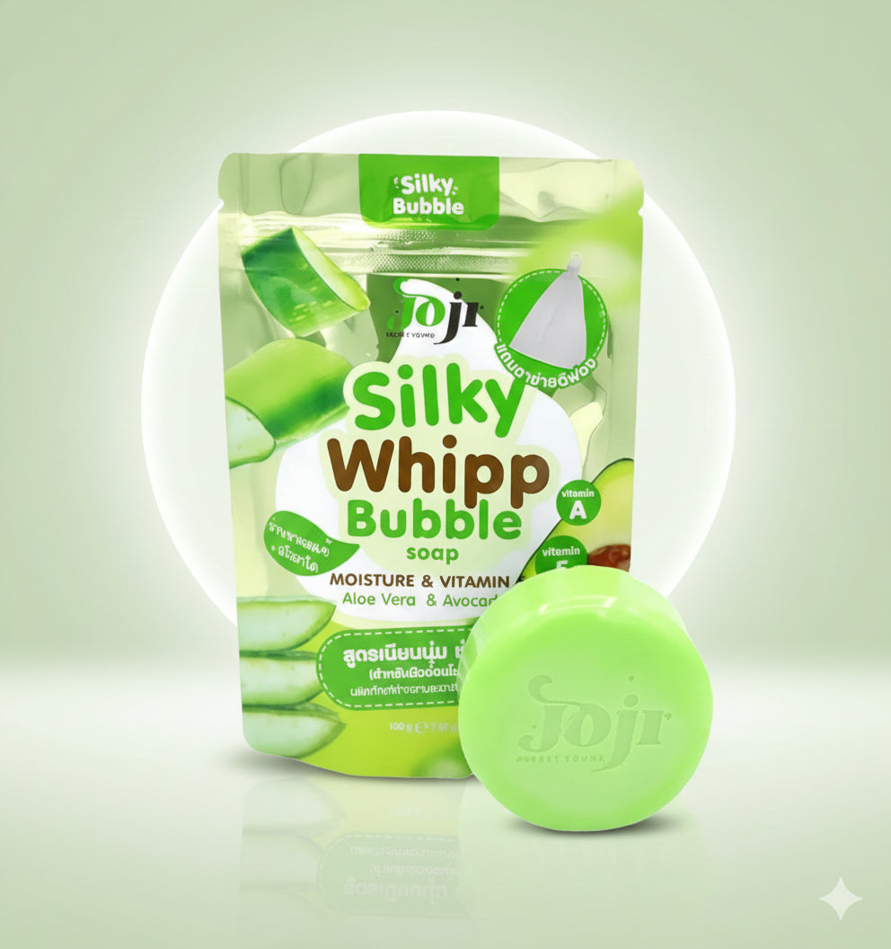 JOJI Silky Whipp Bubble Soap Aloe Vera and Avocado 100g Glo Arabia