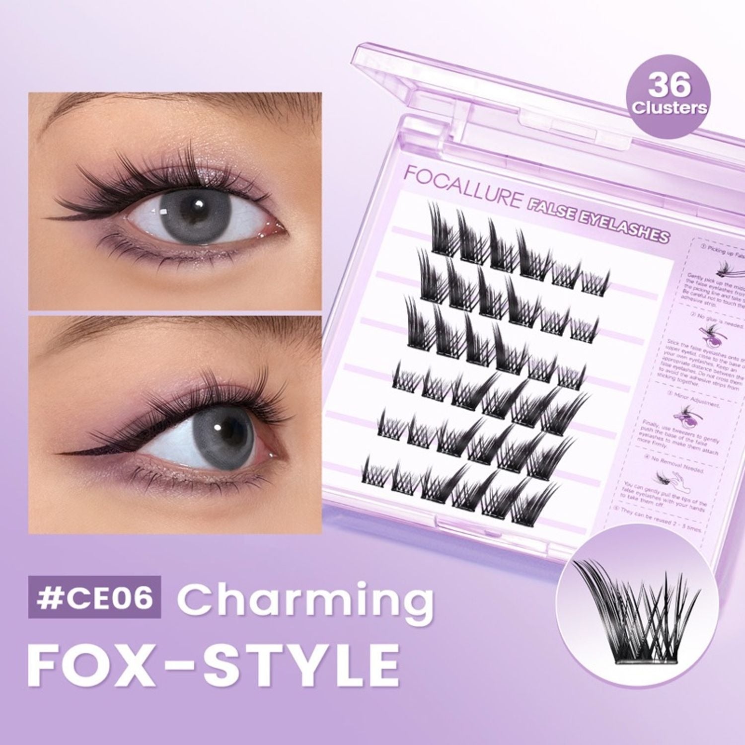 Focallure False Eyelash Natural Look Lightweight Reusable Soft Lashes Easy Application Comfortable Wear #CE06 Fox-Style Glo Arabia