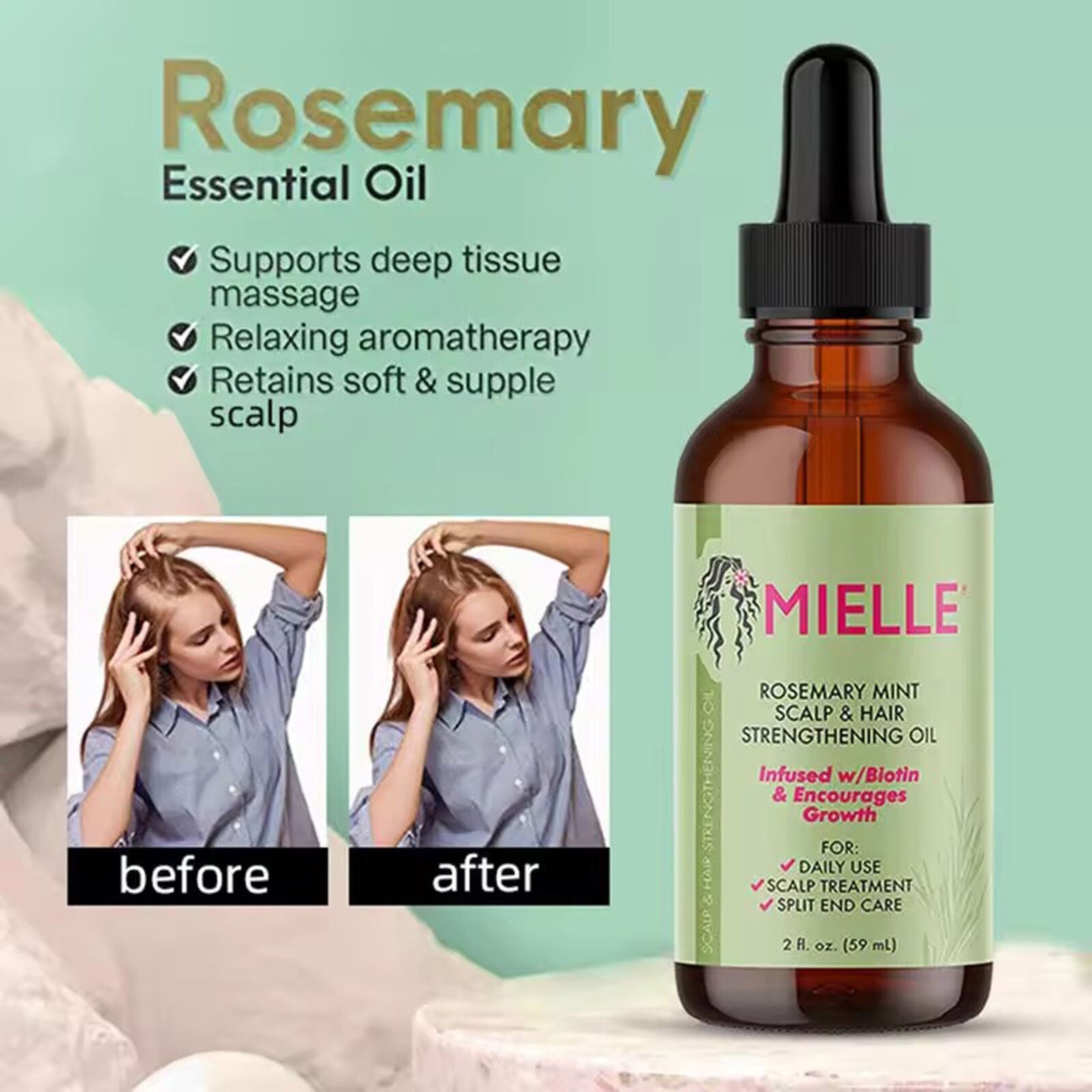 Mielle Organics Rosemary Mint Strengthening 4 in 1 Bundle set MIELLE
