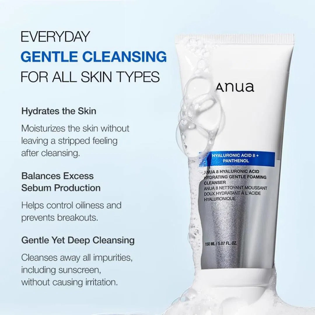 Anua 8 Hyaluronic Acid Hydrating Gentle Foaming Cleanser - 150ml Anua