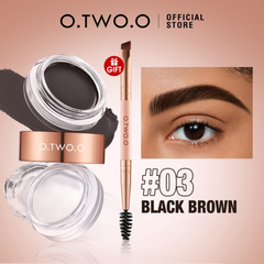 O.two.o 2 IN 1 Eyebrow Wax Brow Cream Eyebrow Enhancer Supplier - 4.5g + 3.8g Balck Brown #03 Glo Arabia