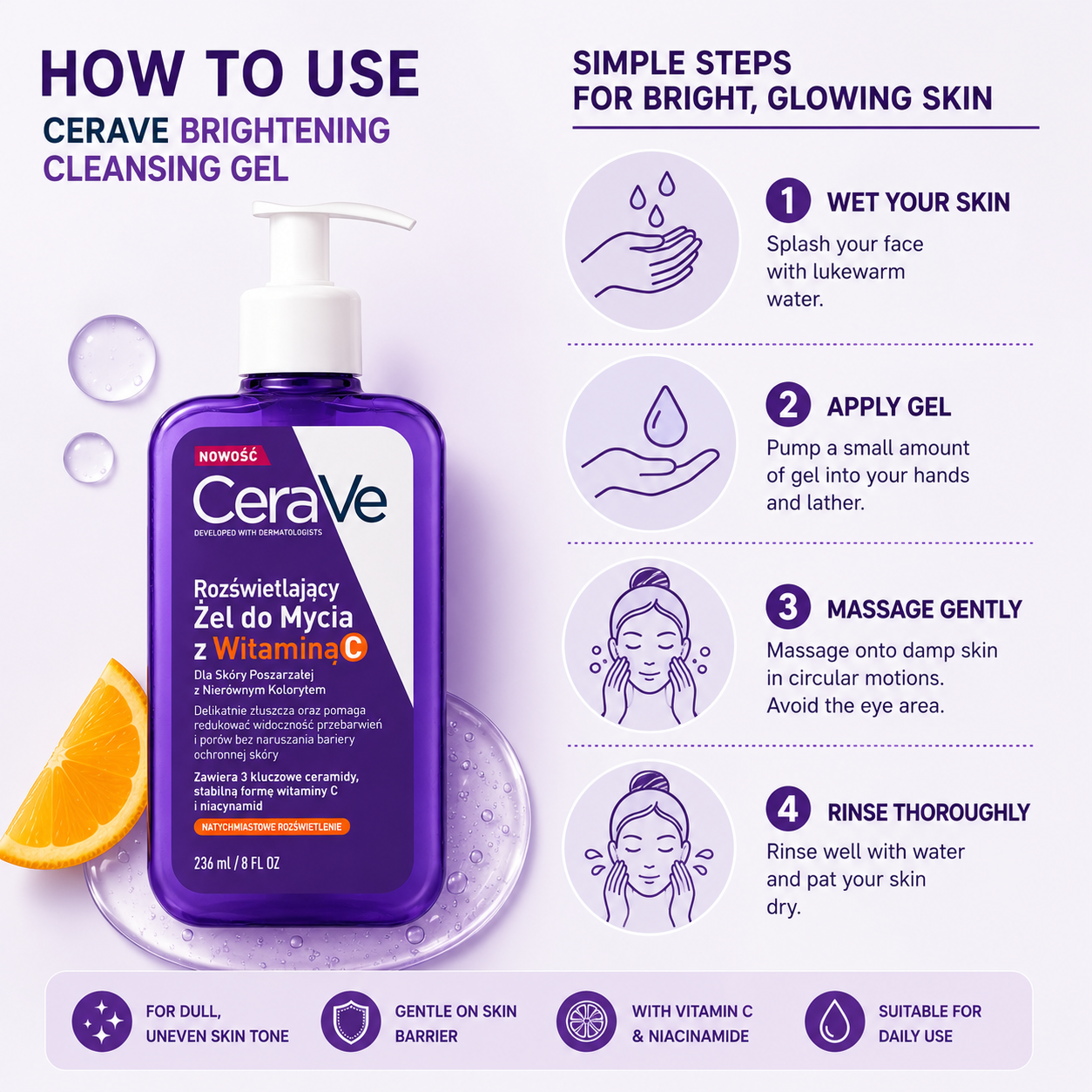 CeraVe Brightening Vitamin C Cleanser 236ml CeraVe