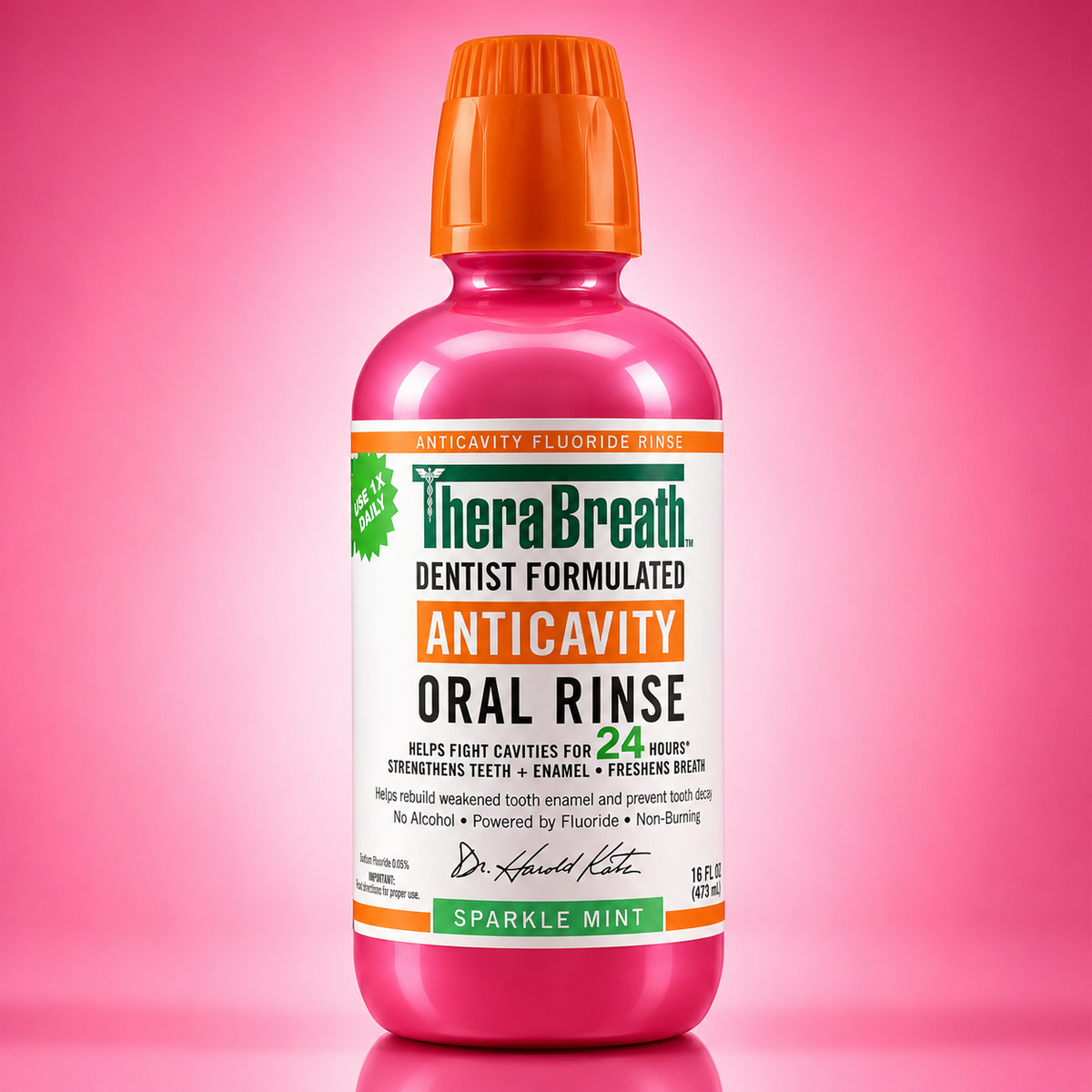TheraBreath Anticavity Oral Rinse Sparkle Mint 473 ml - Fluoride Mouthwash for Cavity Protection Thera Breath