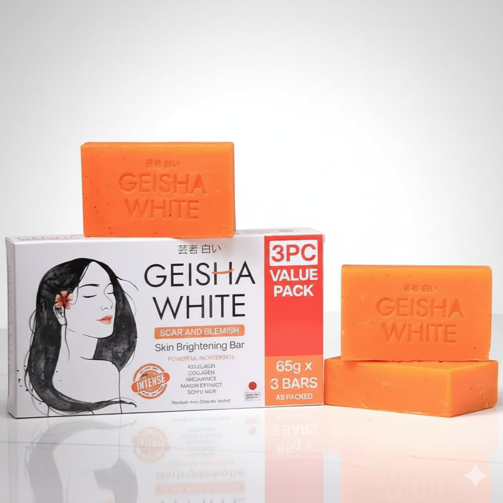 Geisha White Intense Scar and Blemish Skin Brightening Bar 3x65g Glo Arabia