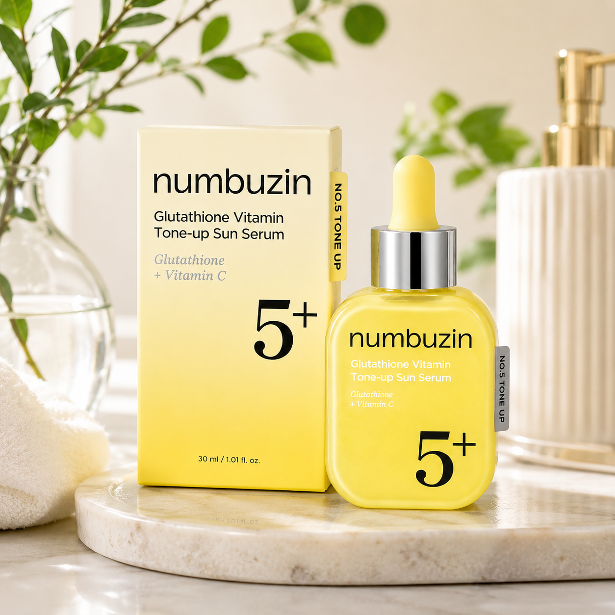 Numbuzin No.5+ Glutathione Vitamin Tone-Up Sun Serum 30ml Numbuzin