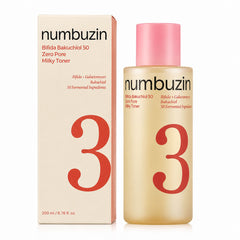 Numbuzin No.3 Bifida Bakuchiol 50 Zero Pore Milky Toner 200ml - Korean Skincare, Hydrating, Brightening, Anti-Aging, Sensitive Skin, Daily Care Numbuzin