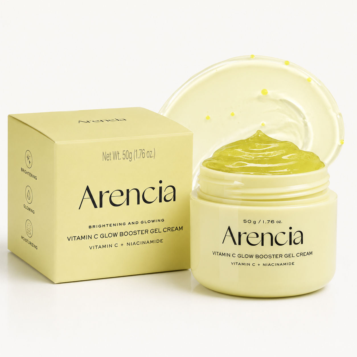 Arencia Vitamin C Glow Booster Gel Cream 50g - Korean Skincare, Hydrating, Brightening, Anti-Aging, Sensitive Skin, Daily Care ARENCIA