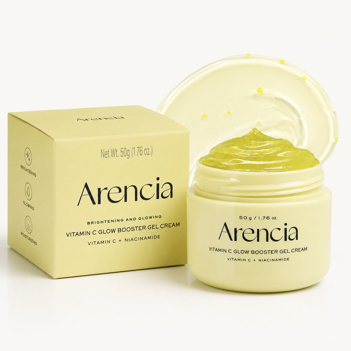 Arencia Vitamin C Glow Booster Gel Cream 50g - Korean Skincare, Hydrating, Brightening, Anti-Aging, Sensitive Skin, Daily Care ARENCIA