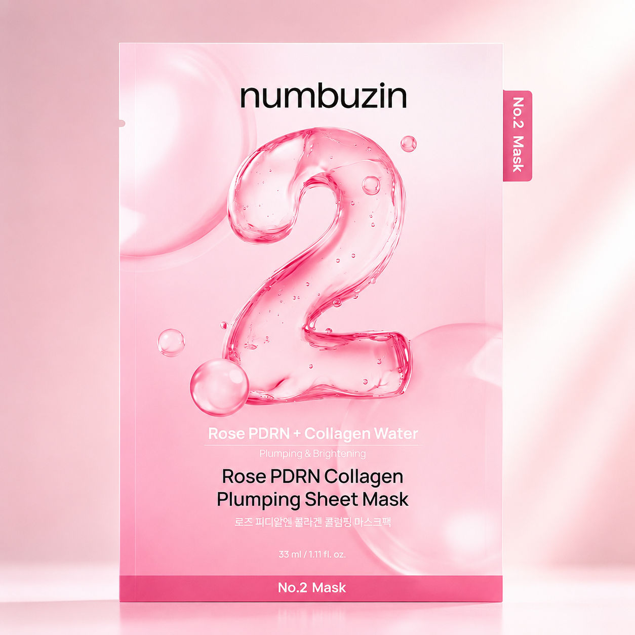 Numbuzin No.2 Rose PDRN Collagen Plumping Sheet Mask (33mlx1Pc) NUMBUZIN
