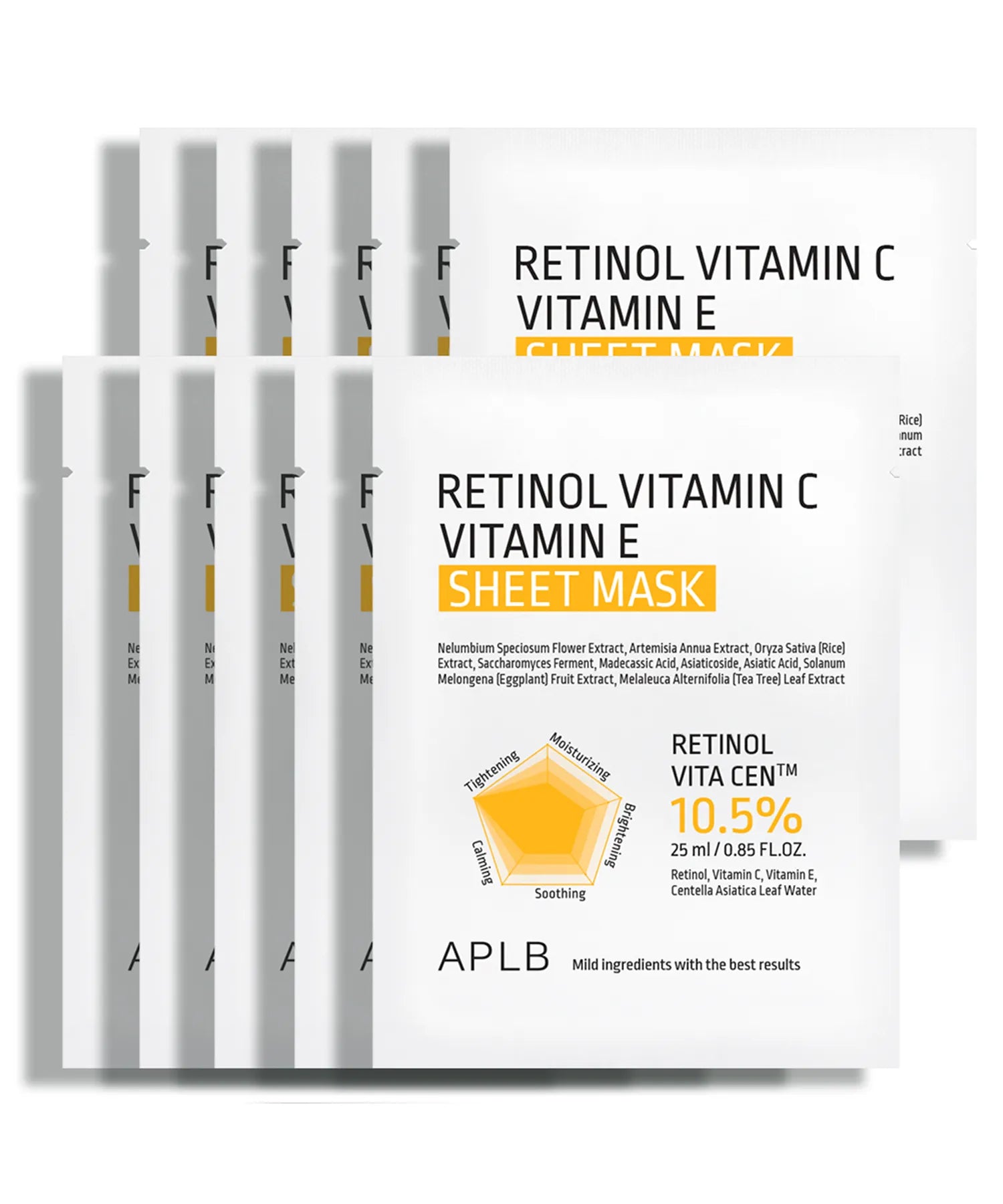 APLB Retinol Vitamin C Vitamin E Sheet Mask – 10 PCS APLB