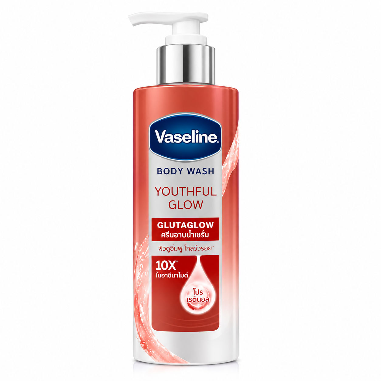 Vaseline Youthful Glow GlutaGlow Body Wash 425 ml - Brightening Moisturizing Cleanser with 10X Niacinamide Vaseline