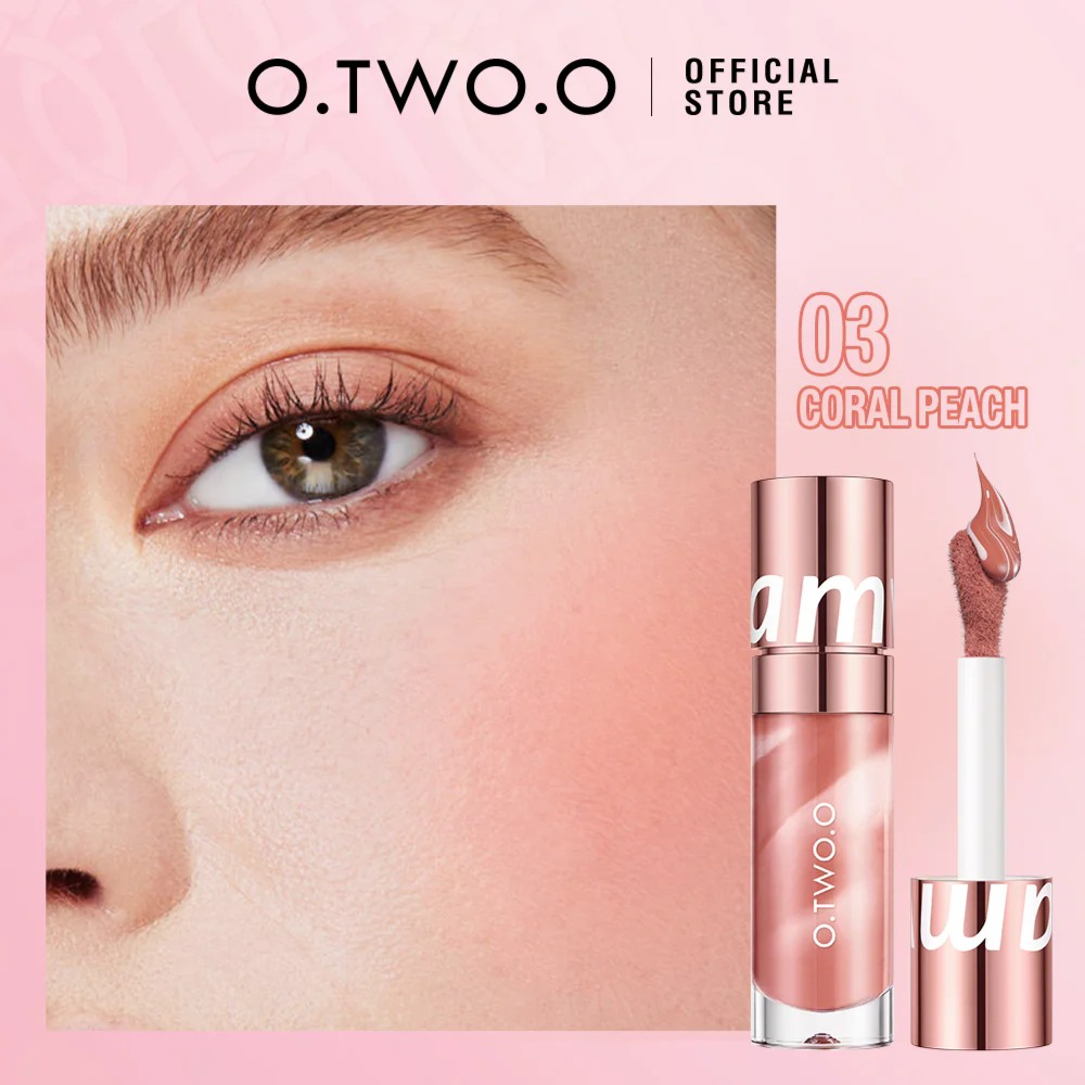 O.TWO.O 2025 New Arrival Liquid Blush in Pink Nude Brown Face Makeup Option #3 Glo Arabia