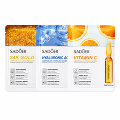Sadoer Ampoule Serum Facial Mask Sheet – 3 Pack Set (Skin Brightening & Hydration) Sadoer