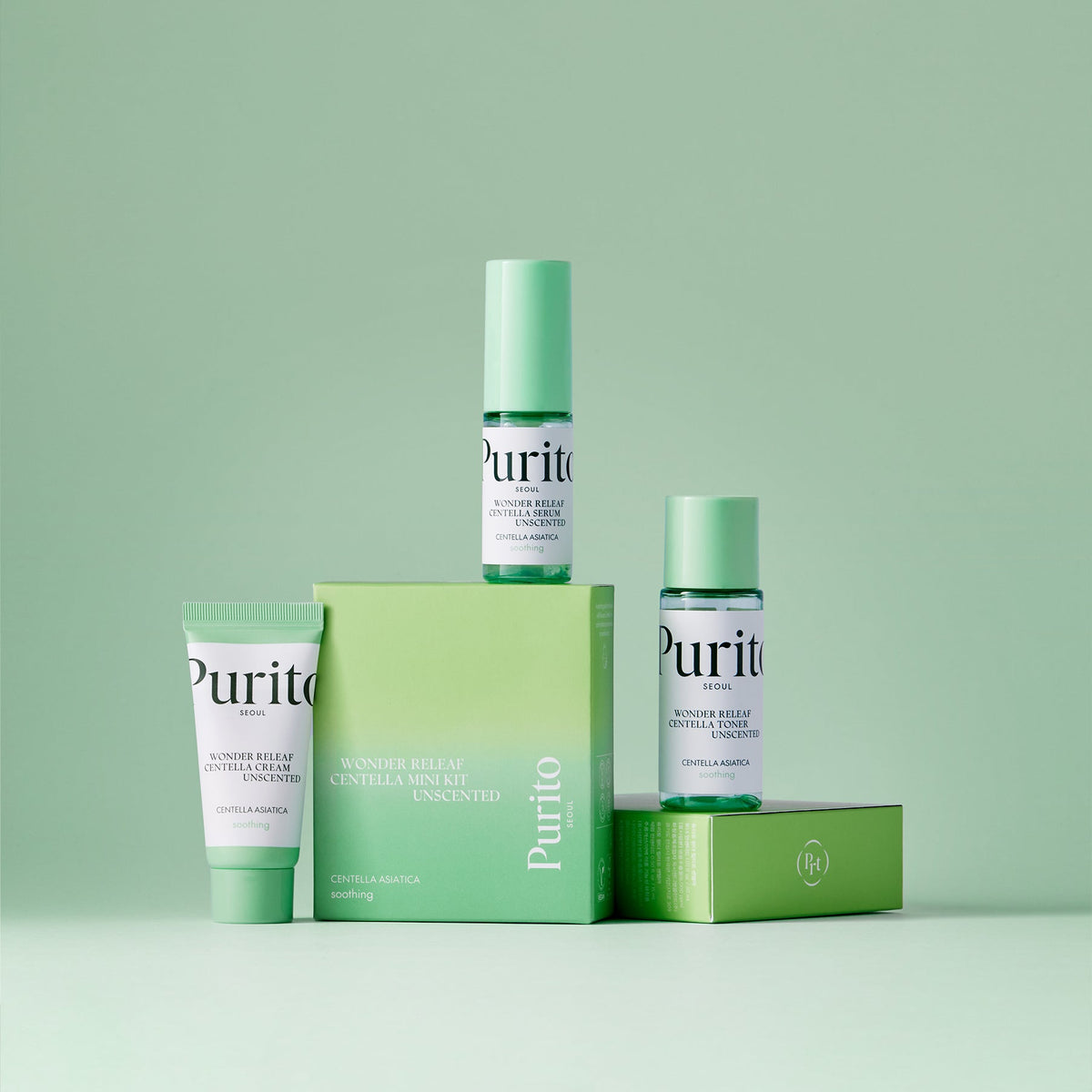 Purito Seoul Wonder Releaf Centella Mini Kit Unscented (Serum15ml+Toner30ml+ Cream15ml) Purito