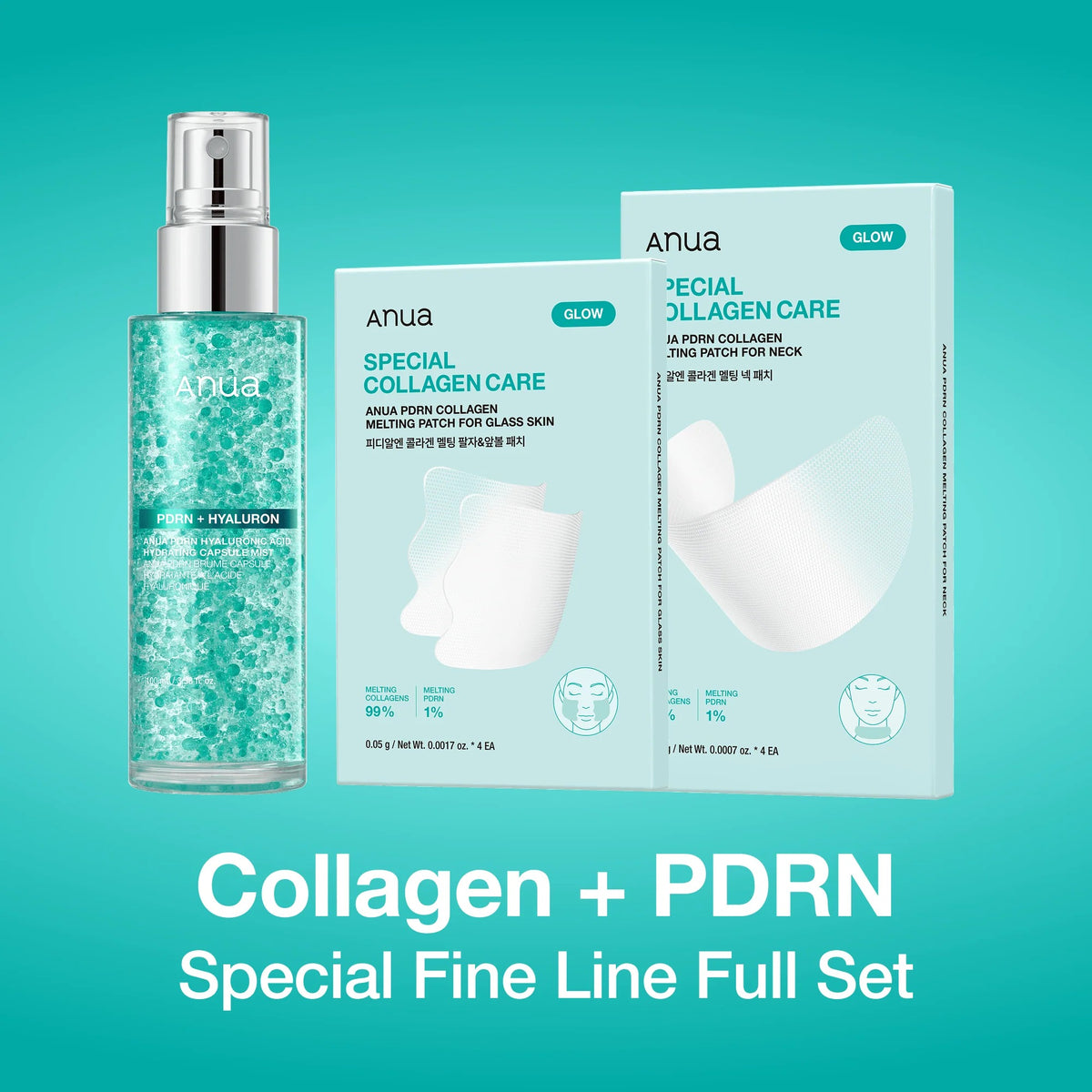 ANUA PDRN Glass Skin Hydration Duo Set – Hyaluron Capsule Mist + Collagen Melting Patch