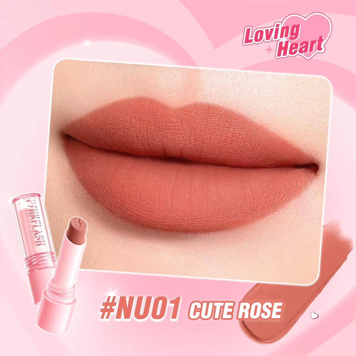 Pinkflash Lasting Matte Lipstick NU01 Cute Rose PINKFLASH